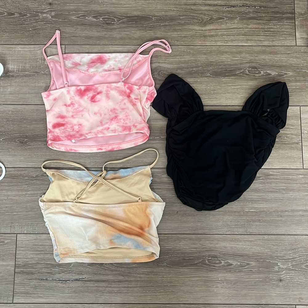 SHEIN pink, multicolor, and black top (3 pack)